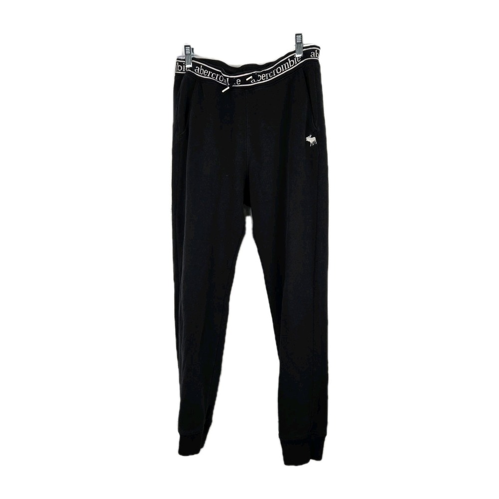 Abercrombie Kids Boys Black Logo Waistband Sweat Pants Size 15/16 Pockets‎